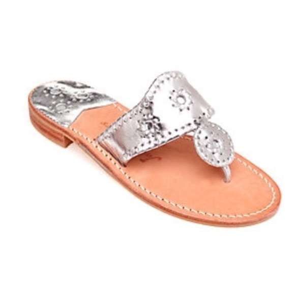 Jack Rogers Shoes - Jack Rogers Hamptons Sliver Flats - Size 7